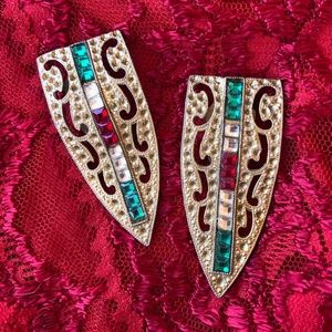 VTG 1930s Rhinestone Dress Clip Fur Clip Pair